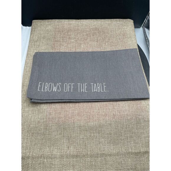 World Market Dinner Napkin Set Gray with Manners Wording 100% Cotton - Picture 6 of 8